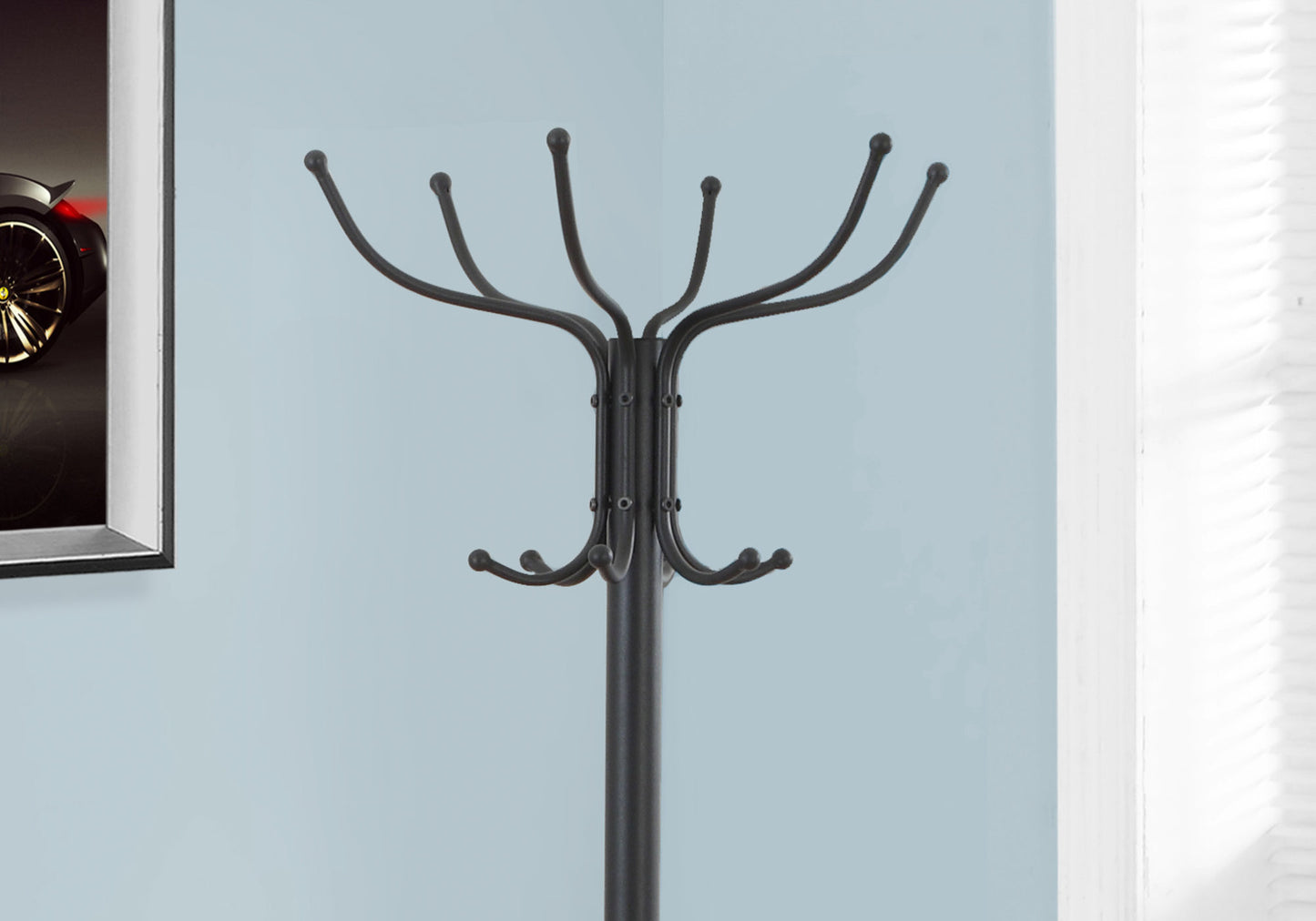 18" X 18" X 70" Black  Metal  Coat Rack