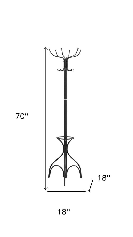 18" X 18" X 70" Black  Metal  Coat Rack HomeRoots