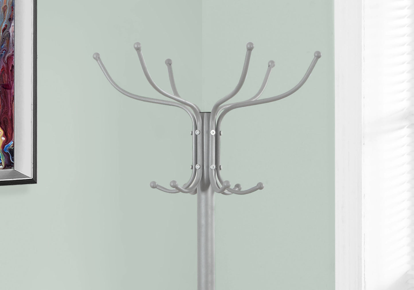 18" X 18" X 70" Silver  Metal  Coat Rack