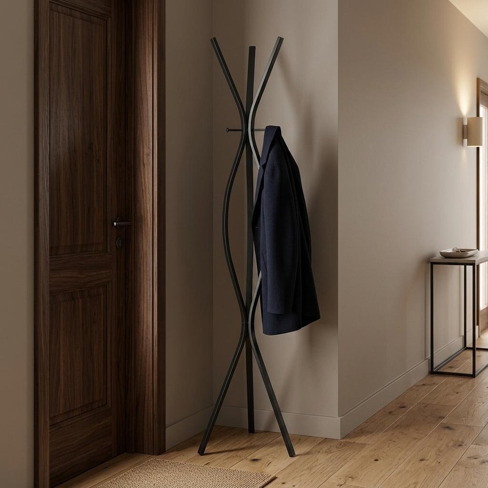 72" Black Metal Coat Rack HomeRoots