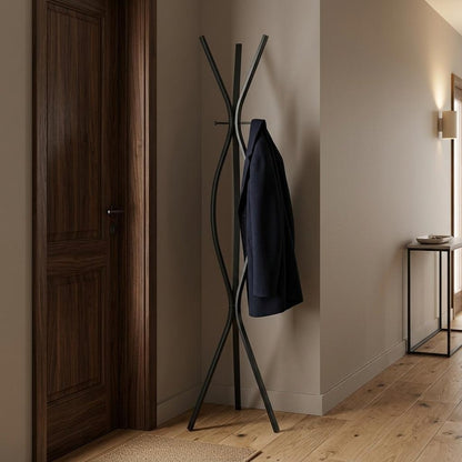 72" Black Metal Coat Rack HomeRoots