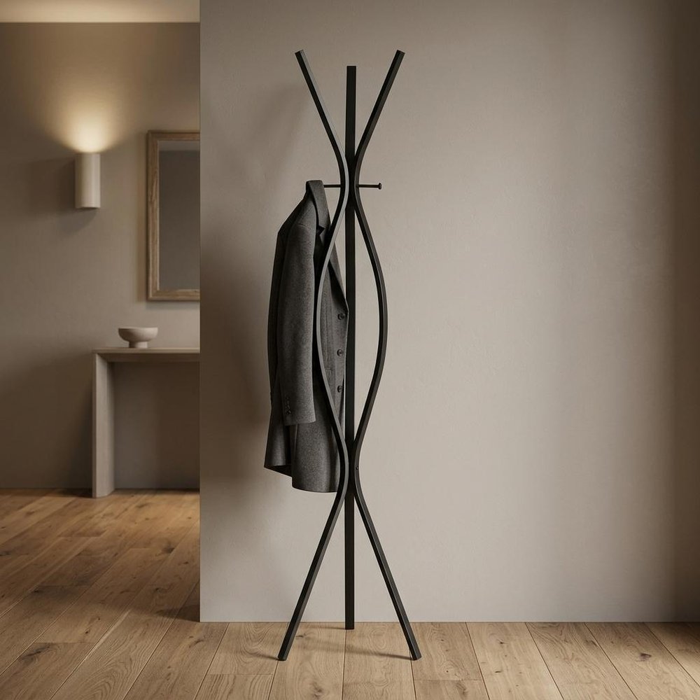 72" Black Metal Coat Rack — view 9