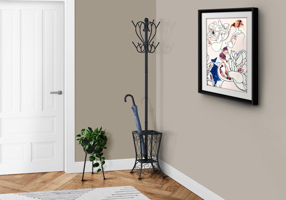 16" X 16" X 71" Black  Metal  Umbrella Holder Coat Rack HomeRoots