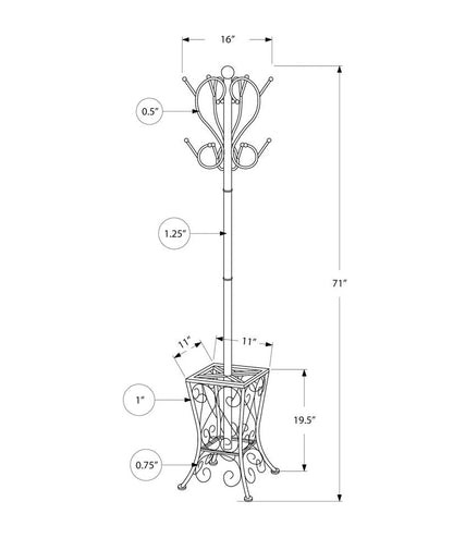 16" X 16" X 71" Black  Metal  Umbrella Holder Coat Rack HomeRoots