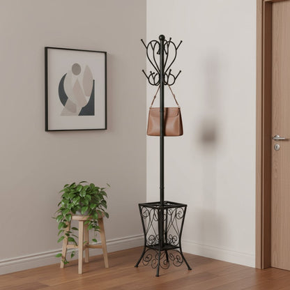 16" X 16" X 71" Black  Metal  Umbrella Holder Coat Rack HomeRoots
