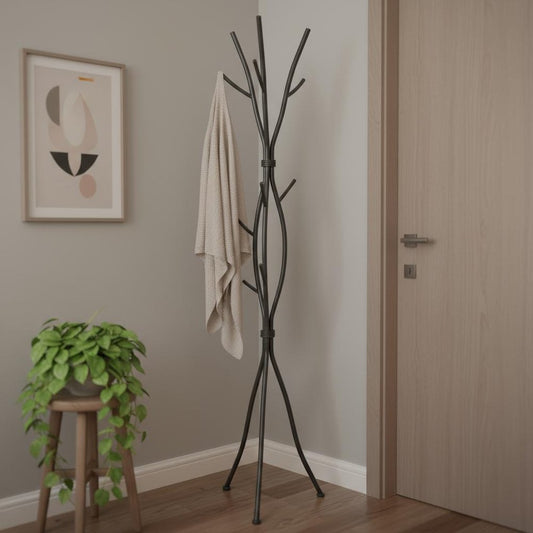74" Black Metal Modern Tree Branch Coat Rack HomeRoots