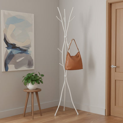 74" White Metal Modern Tree Branch Coat Rack HomeRoots