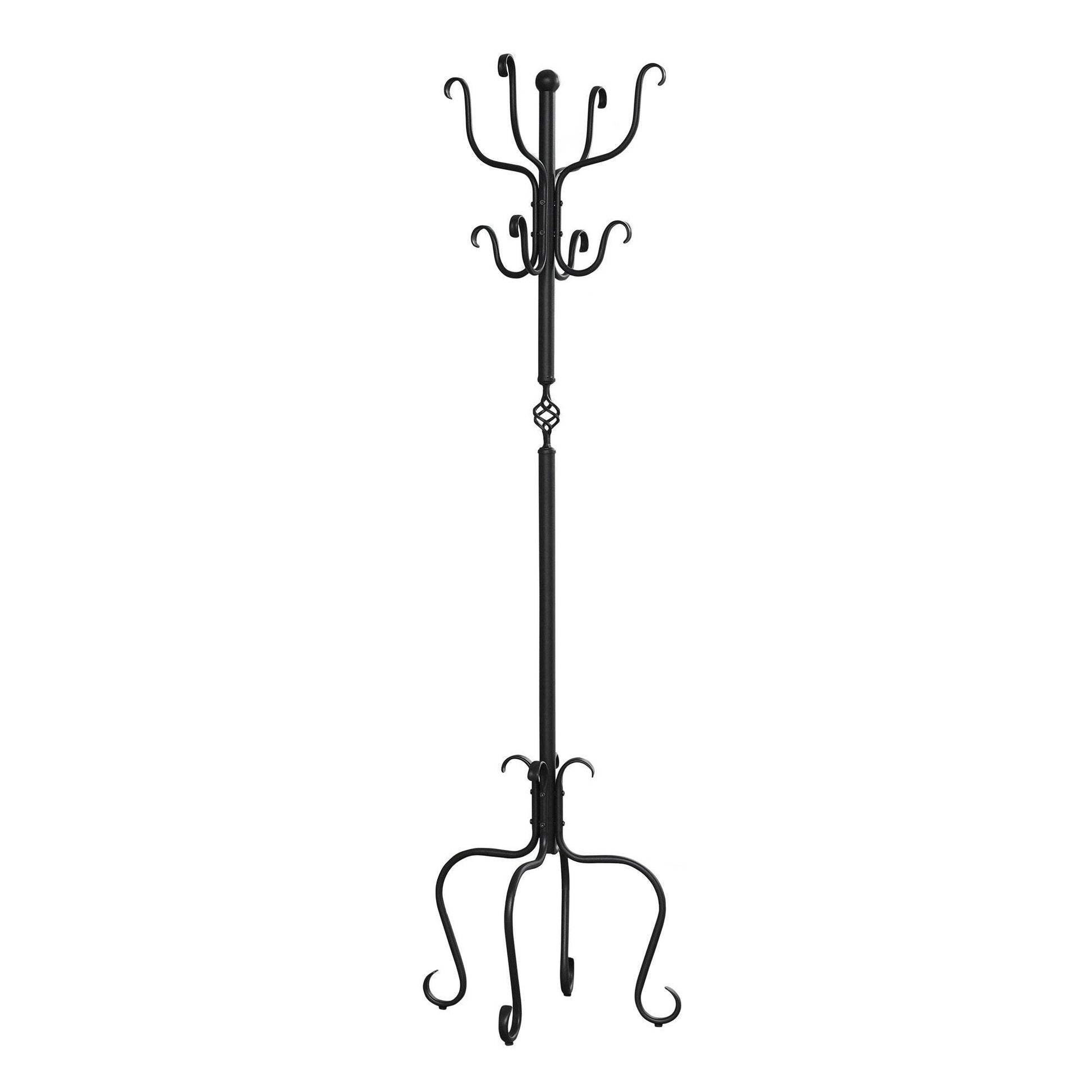 21" X 21" X 74" Black Metal Coat Rack - FurniFindUSA