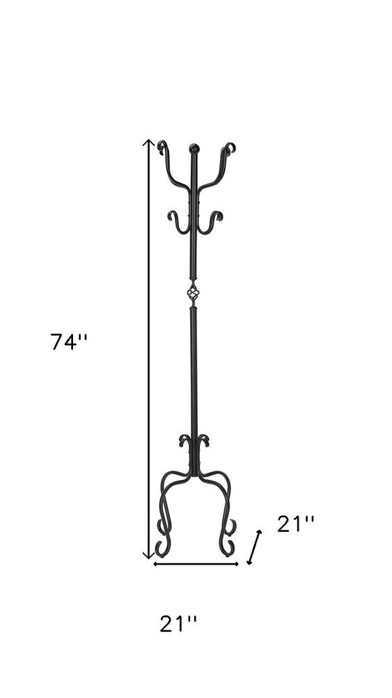 21" X 21" X 74" Black  Metal  Coat Rack HomeRoots