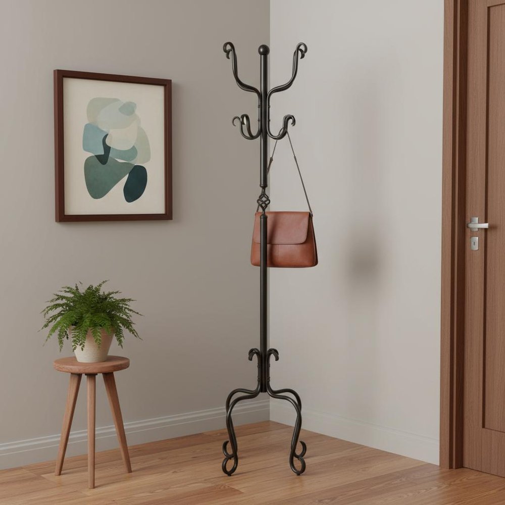 21" X 21" X 74" Black  Metal  Coat Rack HomeRoots