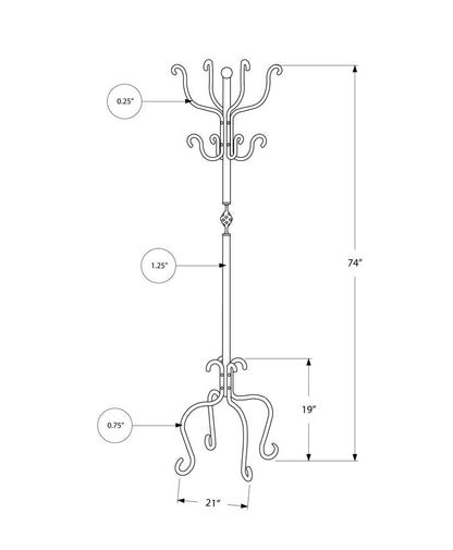 21" X 21" X 74" Black  Metal  Coat Rack HomeRoots