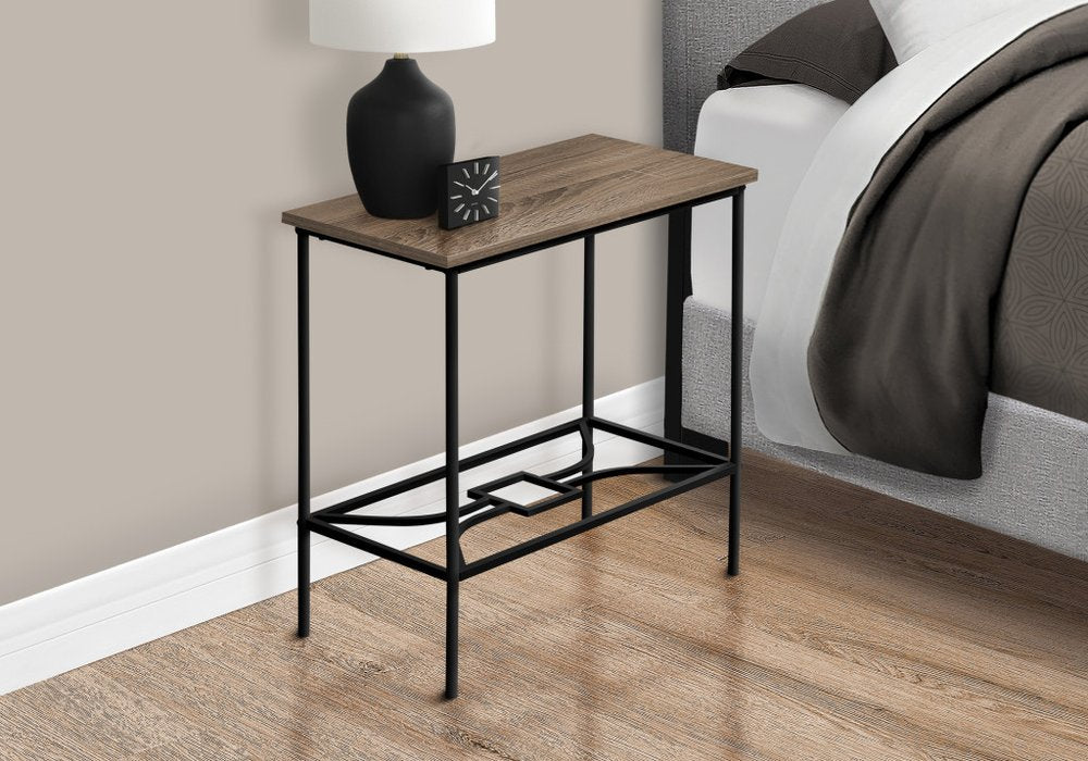 24" Taupe And Black Console Table With Storage HomeRoots