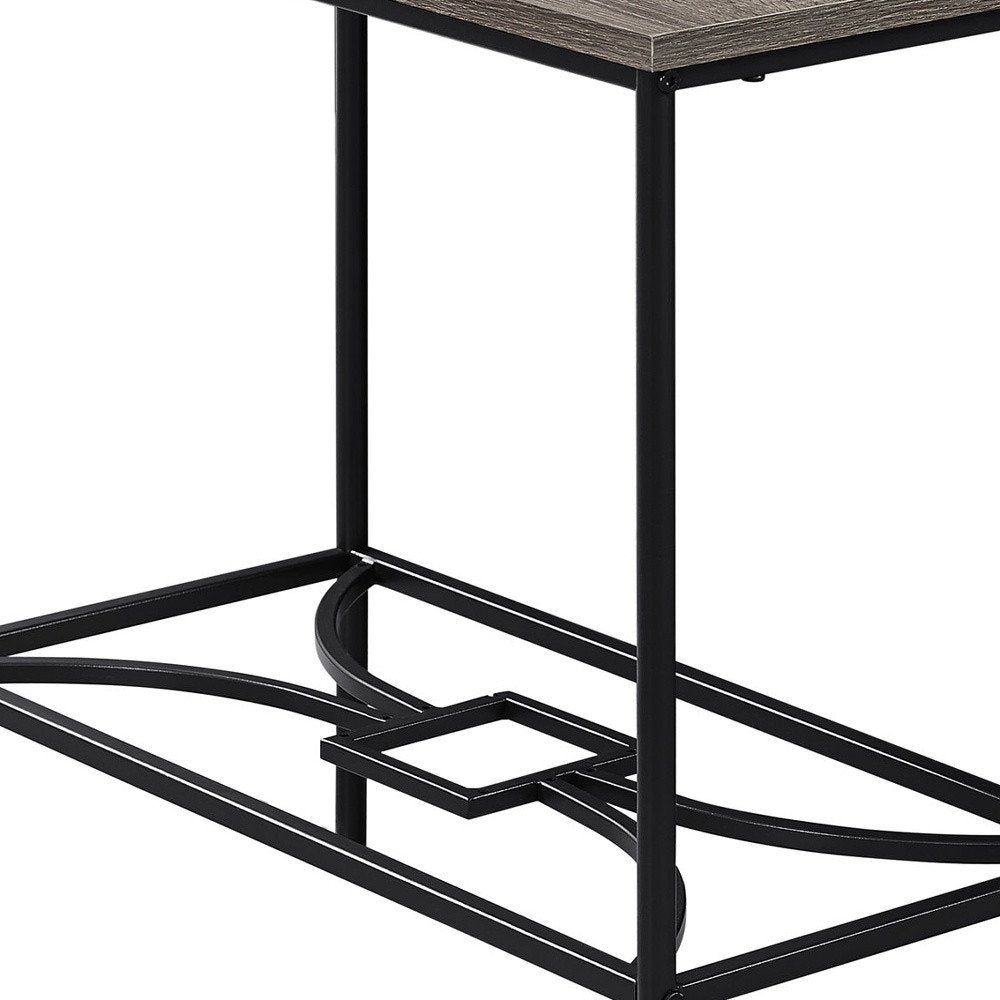 24" Taupe And Black Console Table With Storage HomeRoots