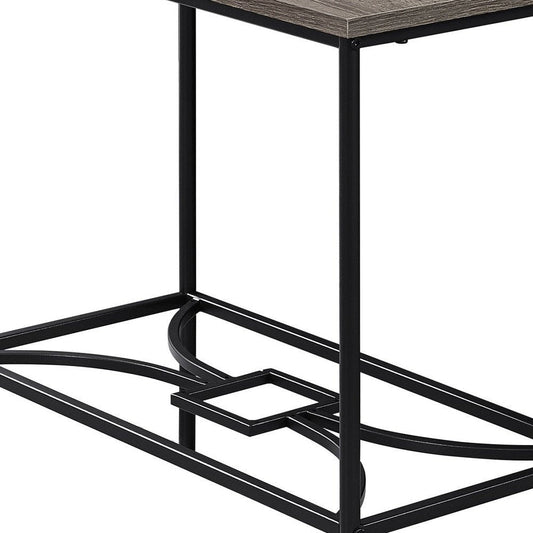 24" Taupe And Black Console Table With Storage HomeRoots