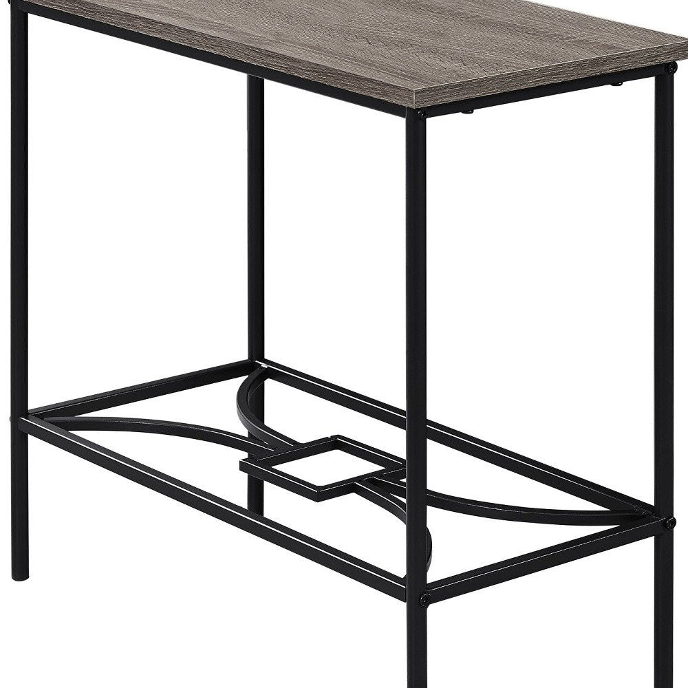 24" Taupe And Black Console Table With Storage HomeRoots