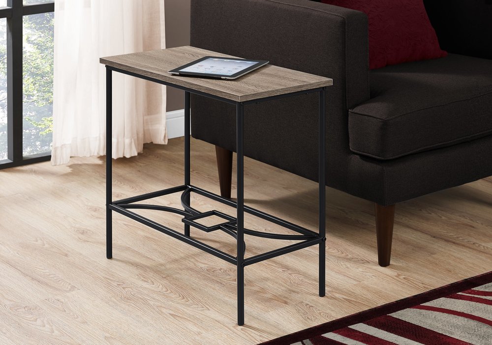 24" Taupe And Black Console Table With Storage HomeRoots