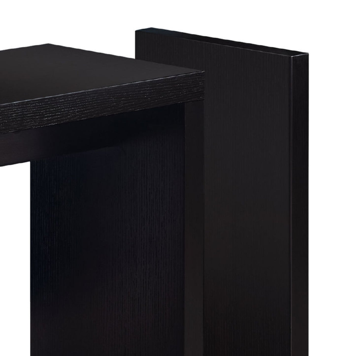 24" Dark Brown Wood And Metal End Table With Shelf