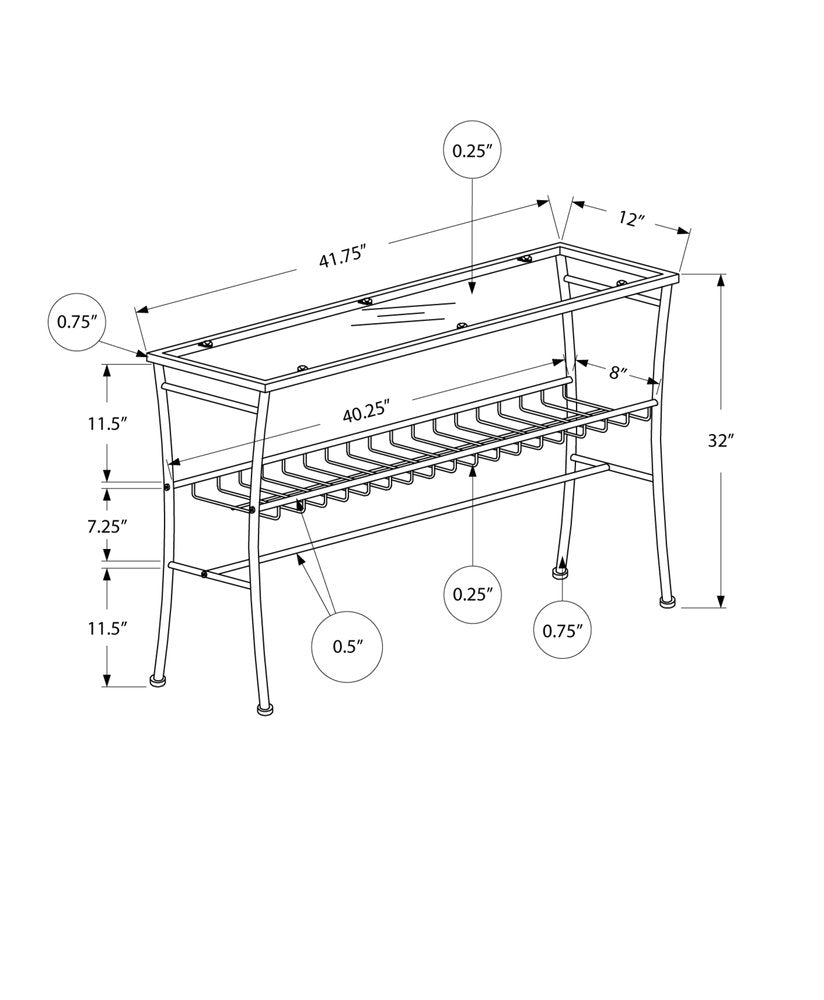 42" Clear and Silver Glass and Metal Console Table With Shelf HomeRoots