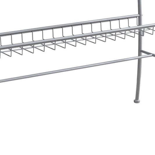 42" Clear and Silver Glass and Metal Console Table With Shelf HomeRoots