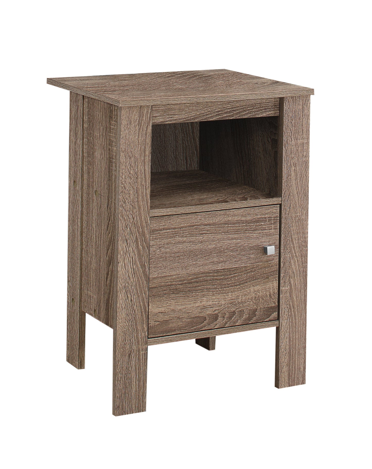 24" Deep Taupe Wood End Table With Shelf