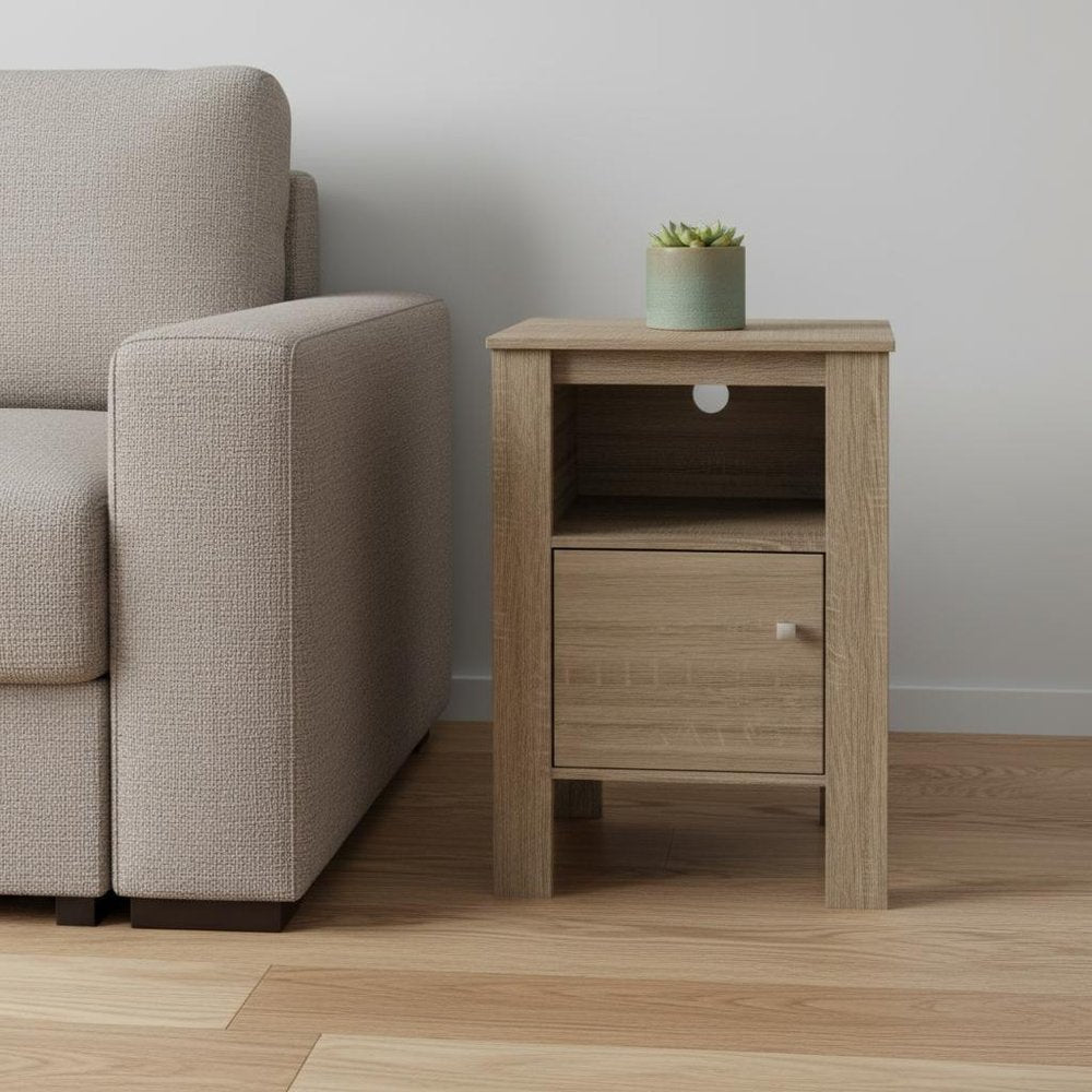 24" Deep Taupe Wood End Table With Shelf HomeRoots