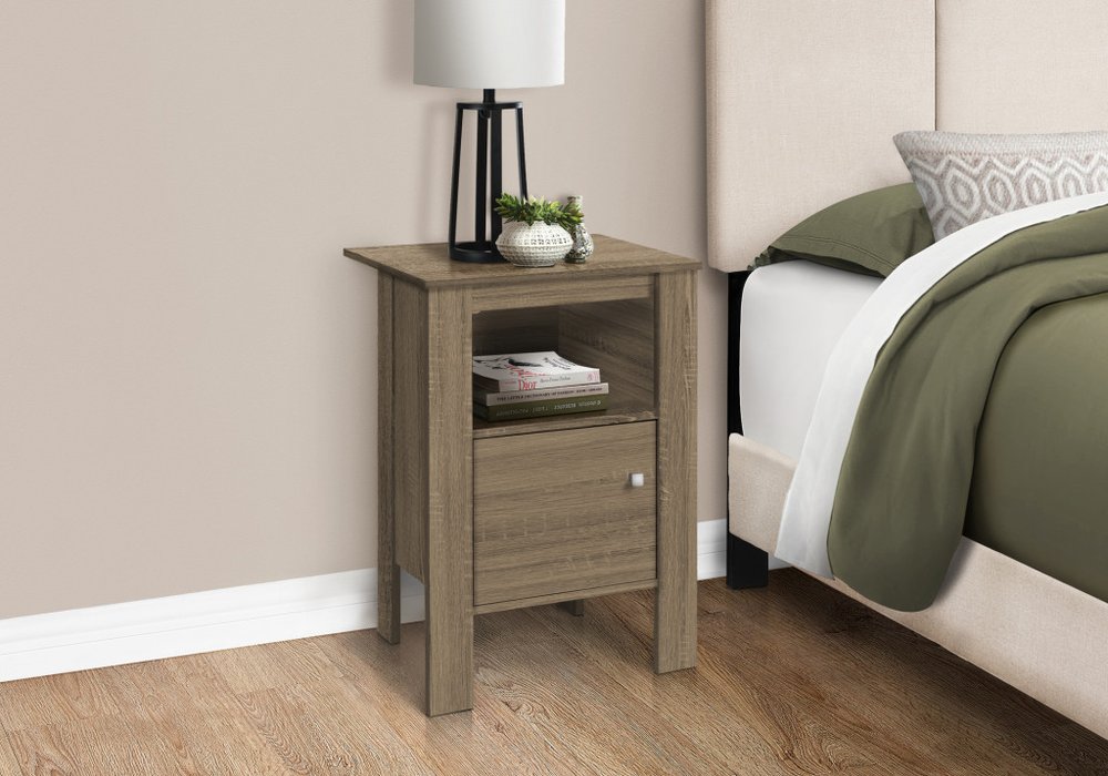 24" Deep Taupe Wood End Table With Shelf HomeRoots