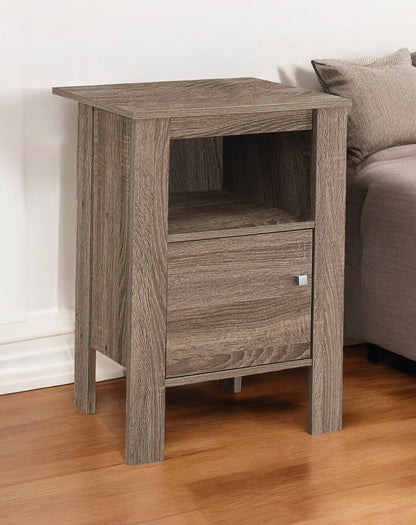 24" Deep Taupe Wood End Table With Shelf