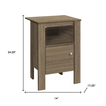 24" Deep Taupe Wood End Table With Shelf HomeRoots