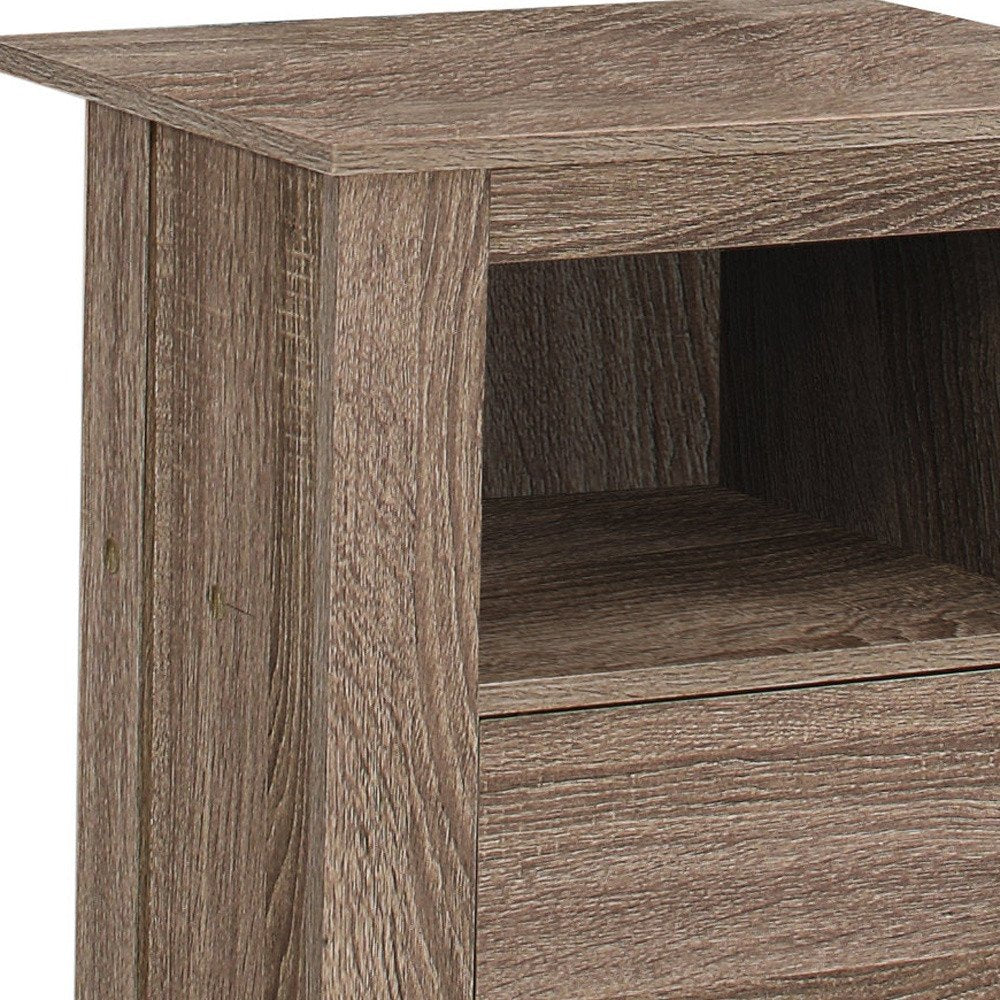 24" Deep Taupe Wood End Table With Shelf HomeRoots