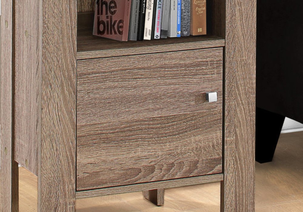24" Deep Taupe Wood End Table With Shelf HomeRoots