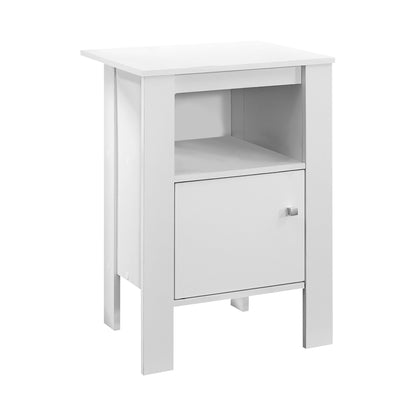 24" White Wood End Table With Shelf