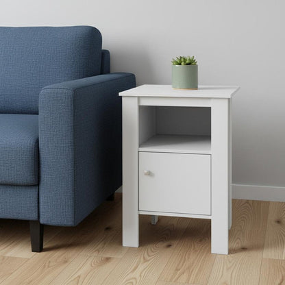24" White Wood End Table With Shelf HomeRoots