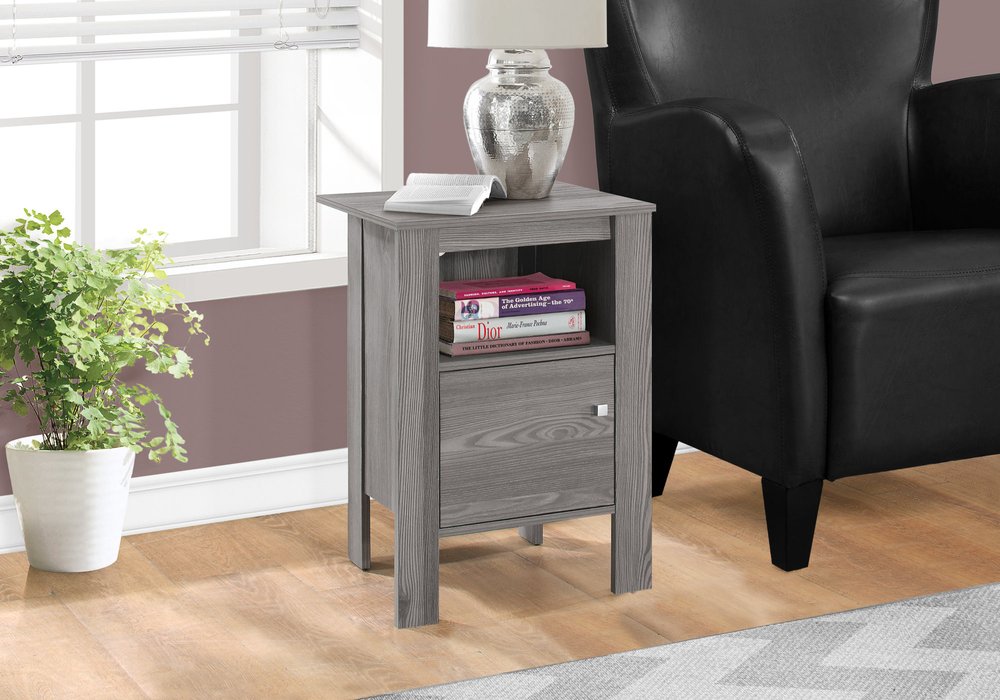 24" Gray Wood End Table With Shelf HomeRoots