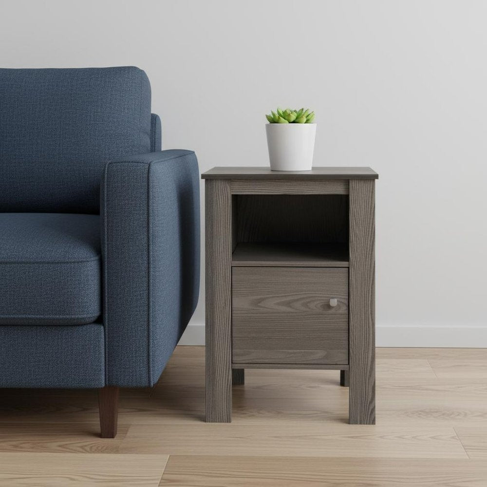 24" Gray Wood End Table With Shelf HomeRoots