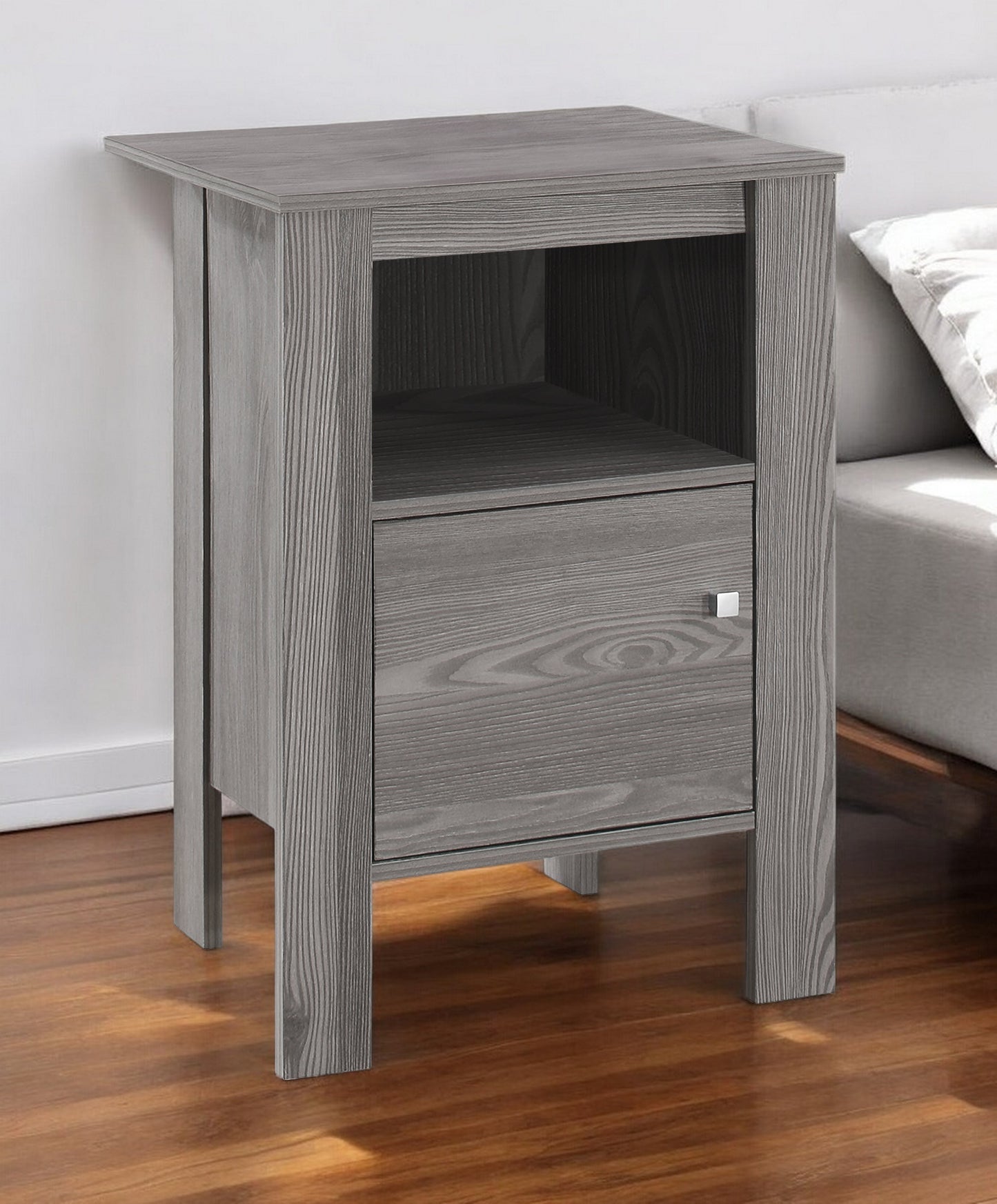 24" Gray Wood End Table With Shelf