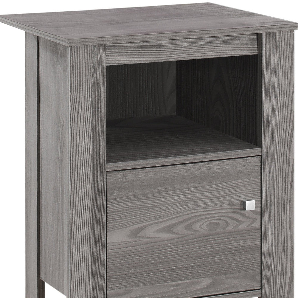 24" Gray Wood End Table With Shelf