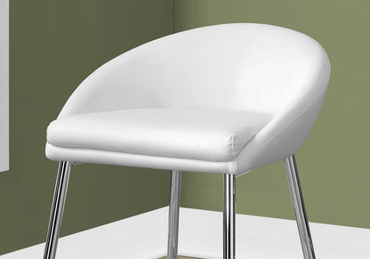 Set of Two 24" White and Silver Metal Low Back Bar Chairs HomeRoots