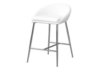 Set of Two 24" White and Silver Metal Low Back Bar Chairs HomeRoots