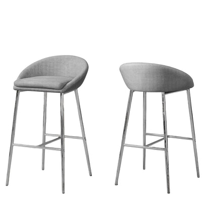 Set of Two 30" Gray and Silver Metal Low Back Bar Chairs HomeRoots