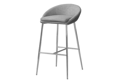 Set of Two 30" Gray and Silver Metal Low Back Bar Chairs HomeRoots