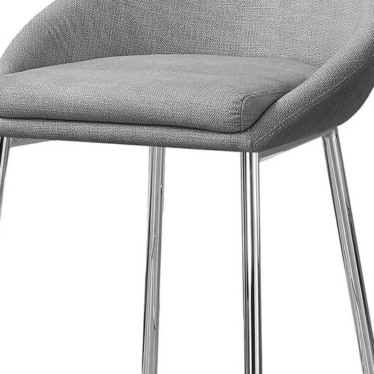 Set of Two 30" Gray And Silver Fabric And Metal Low Back Bar Chairs HomeRoots