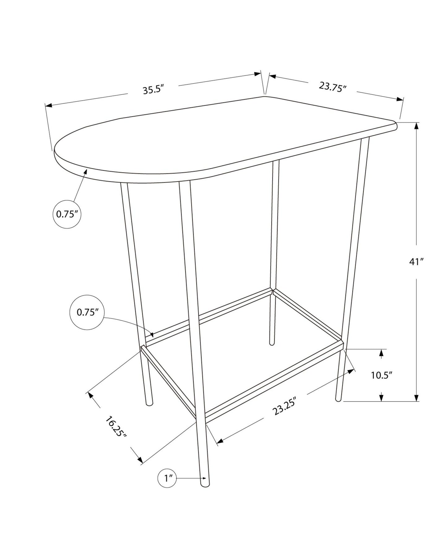 24" Brown Free Form Manufactured Wood Bar Table - FurniFindUSA