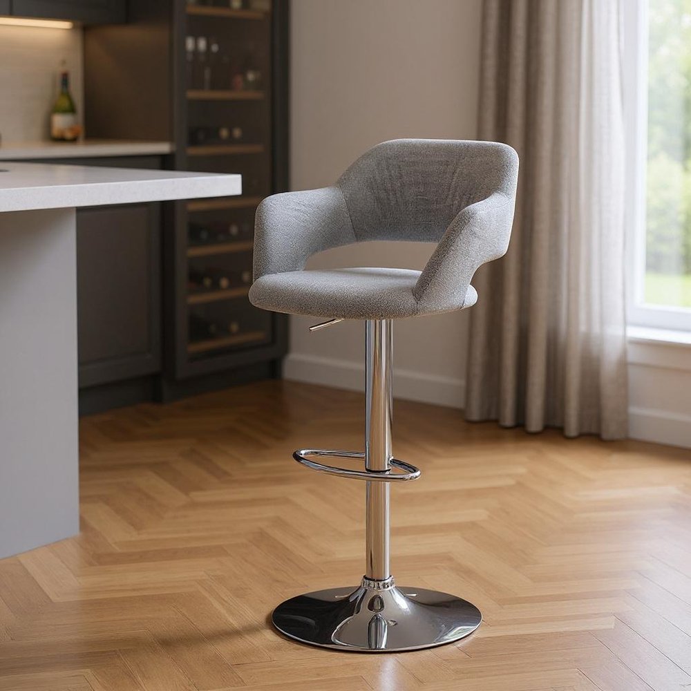 Light Gray and Silver Metal Low Back Bar Chair HomeRoots