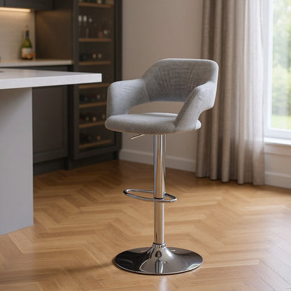 Light Gray and Silver Metal Low Back Bar Chair HomeRoots
