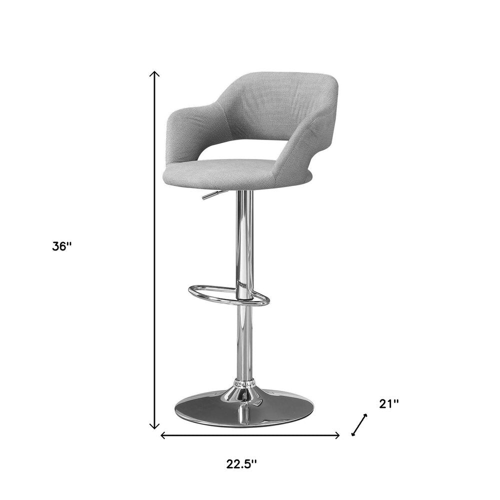 Light Gray And Silver Fabric And Metal Low Back Bar Chair HomeRoots