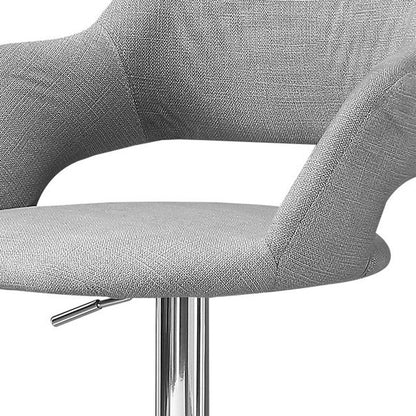 Light Gray And Silver Fabric And Metal Low Back Bar Chair HomeRoots