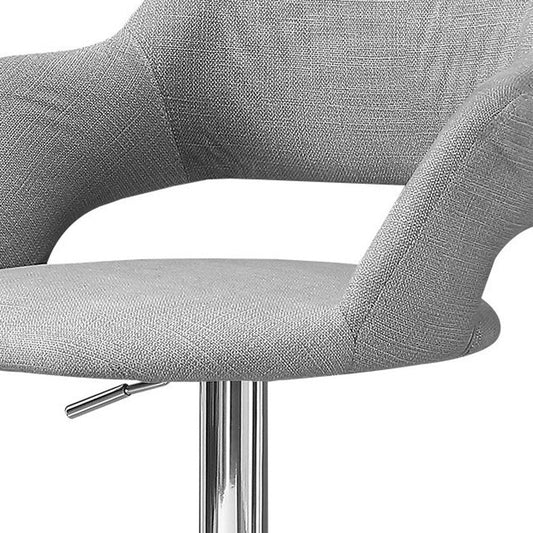 Light Gray And Silver Fabric And Metal Low Back Bar Chair HomeRoots