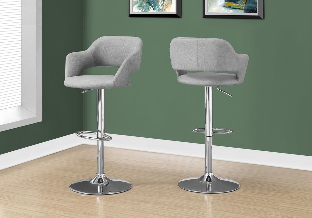 Light Gray and Silver Metal Low Back Bar Chair HomeRoots