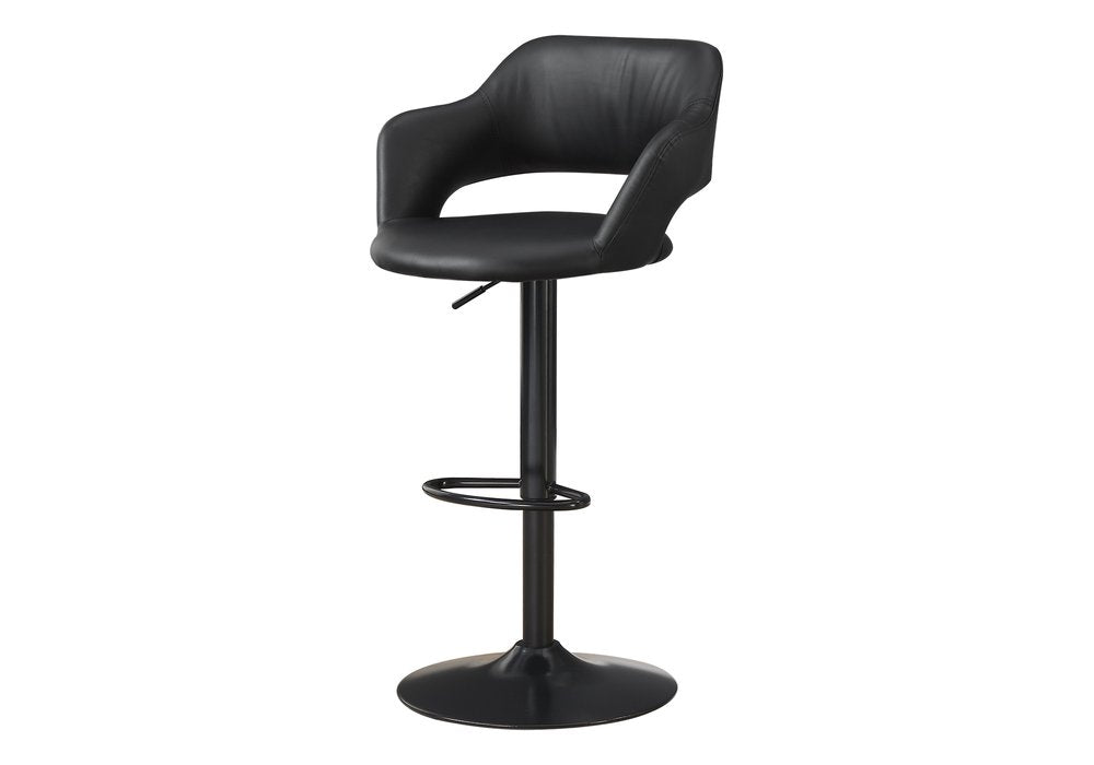 Black Faux Leather And Metal Low Back Adjustable Height Swivel Bar Chair HomeRoots