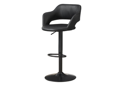 Black Faux Leather And Metal Low Back Adjustable Height Swivel Bar Chair HomeRoots